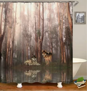 180CM*180CM Long Shower Curtain Waterproof Fabric Bathroom Decor with Hooks - Picture 1 of 13
