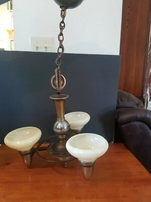 ANTIGUO LINCOLN ART DECO CROMO 3 LUCES ARAÑA NATILLAS RARO Foto 1 de 4