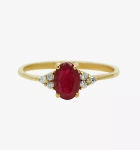 100% Natural Ruby With Diamond Accents Engagement Ring in 14K Gold Gift For Mom - Picture 1 of 4