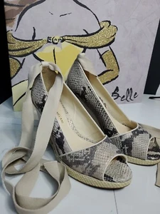 Antonio Melani Python Pattern Leather 4" Wedge Lace Up Shoes  7 Made In Brazil  - Picture 1 of 9