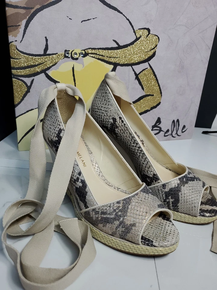 Zapatos con cordones de cuña Antonio Melani de cuero con patrón de pitón de 4" 7 hechos en Brasil  Foto 1 de 4