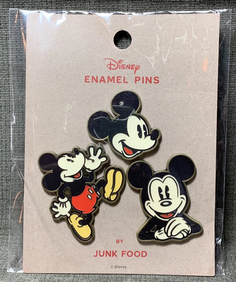 3 Disney Mickey Mouse Enamel Pins By Junk Food NEW - Image 1 of 4