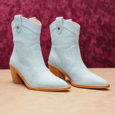 7 For All Mankind Mujeres Denim Azul Vaquero Occidental Botines 6US EUR 37 Foto 1 de 4