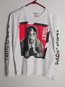 POETIC JUSTICE Long Sleeve TUPAC Chemistry Front & Sleeve Print Lucky Sz L - Picture 1 of 7