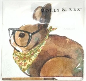 Molly & Rex Scarf Bunny Beverage Napkins 120 Total Easter Shower Spring Party - Picture 1 of 3