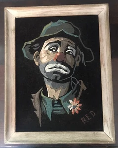 Vintage Samt Malen nach Zahlen "rot" trauriger Clown Bild 13,5 x 10,5 - Bild 1 von 8