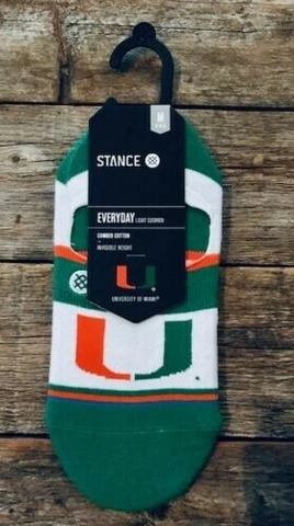 Stance University of Miami Hurricanes No Show Socks Size Medium 6-8.5 New w/ Tag Cover