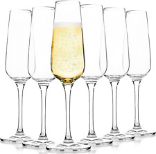 Crystal Champagne Flutes Set of 6 - Classy Clear Stemmed Champagne Flute Glasses