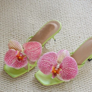 Womens Summer Elegant Kitten Heels Peep Toe Sandals Floral Buckle Party Shoes Sz - Picture 1 of 30