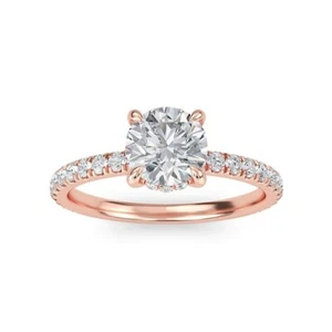 IGI Certified Lab Grown Diamond Wedding Ring 14K Rose Gold 1.25 CT Round Cut - Picture 1 of 10