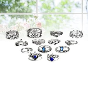 13Pcs Women Rings Sets Stylish Vintage Carved Hollow out Personality - Picture 1 of 11