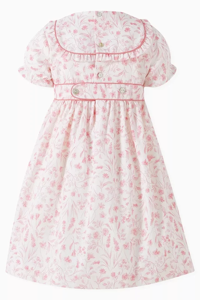 Girl's La Coqueta White Floral Luciana Dress Fit & Flare Cotton Short Sleeve 10 - Image 1 of 4