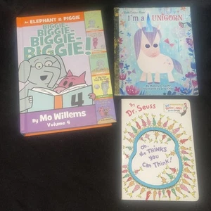 3 Kids Books Elephant & Piggie Vol. 4 I’m A Unicorn Dr. Seuss Oh The Thinks You  - Picture 1 of 9
