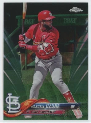 2018 Topps Chrome Green Refractor Marcell Ozuna 70/99 Cardinals #149 A33 Foto 1 de 2