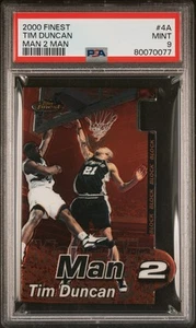 2000 Finest Man 2 Man #4A Tim Duncan Man 2 Man PSA 9 - Bild 1 von 2