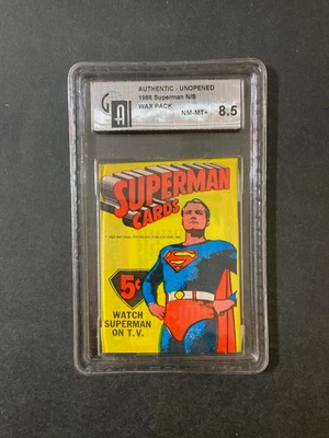 Superman 1965 Unopened Wax Card Pack , Graded GAI 8.5 - Image 1 of 2