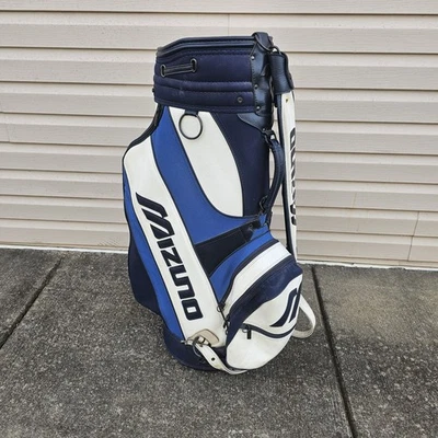 Mizuno Staff Tour MP Golf Bag Blue & White Vtg 6 Way Full Length Divider + RC - Image 1 of 4