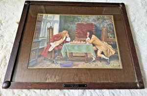 Impresión de Red Wins By Artist F M Bennett marco antiguo único con incrustaciones de madera - Imagen 1 de 23