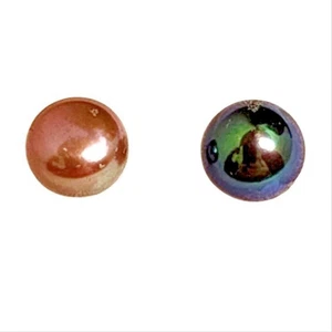 VINTAGE MISMATCHED HAITIAN PEARL STUD EARRINGS – 925 STERLING SILVER, AS-IS - Picture 1 of 14