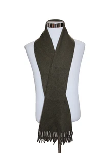 Polo Ralph Lauren Mens Army Green And Gray Wool Reversible Winter Scarf O/S Logo - Picture 1 of 9