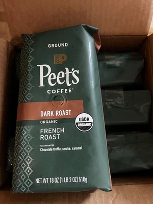 Peet's Coffee French Organic Dark Roast Ground Coffee 18 Ounce 6pk check BB! - Image 1 of 2