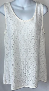 vtg GHOST London clothing white rayon eyelet lace tank top womens M - Picture 1 of 10