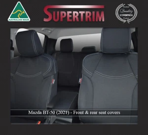 Mazda BT50 TF (2021-Now) Neoprene Seat Covers FRONT Full-back Map Pockets + Rear - Bild 1 von 12