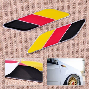 1Pair Aluminum Germany Flag Emblem Badge Stripe Sticker Decal fit forAudi BMW - Picture 1 of 4