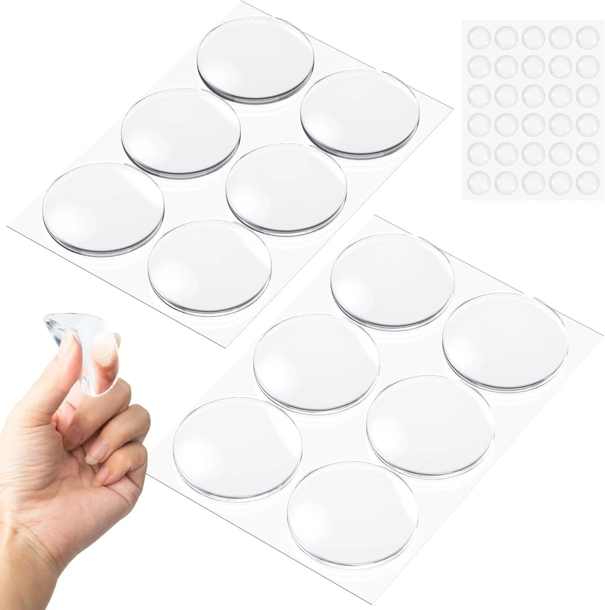 Clear Rubber Door Stoppers For Wall - 12 Piece Set Self-Adhesive Knob Guards