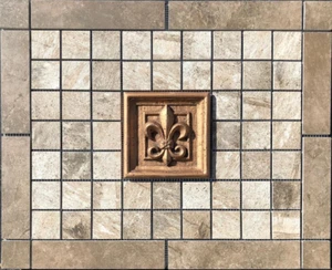 22 5/16" X 18 1/4" Tile Medallion - Daltile Affinity & Porada tile Fleur de Lis - Picture 1 of 4