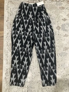 RACHEL COMEY HIGH WAIST Baggy PANTS SIZE 0 Belt Buckled In Back Black white - Picture 1 of 10