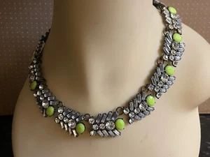 WOW VINTAGE 80s FLOURESCENT CRYSTALS W/ GUNMETAL RHINESTONES CHOKER NECKLACE WOW - Picture 1 of 4