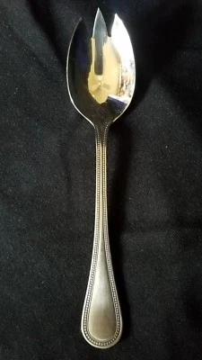 BEADED ANTIQUE 8 1/2" PIERCED TABLE SERVING SPOON by Towle Stainless - Korea - Image 1 of 3