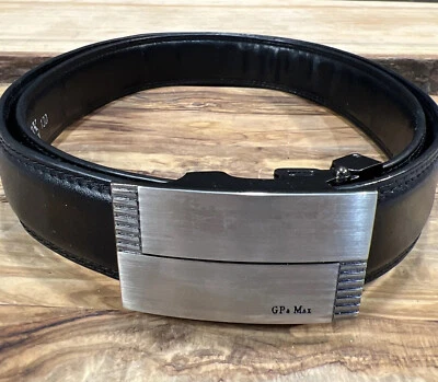 Cinturón de trinquete de cuero negro Fox Italy 010A 130 GP y Max Italia hebilla tono plata Foto 1 de 4