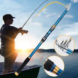 7FT/2.1m Carbon Fiber Telescopic Fishing Rod Travel Sea Pole River Spinning Rod - Picture 1 of 12