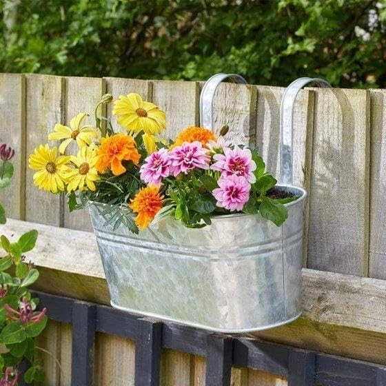 Hanging Garden Flower Planter Window Box Trough Metal Large Pot Fence Balcony x1 - Image 1 of 4