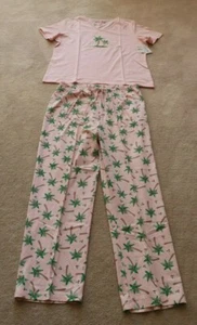 Coral Bay Nights Christmas Palm Trees pajama set size L - Picture 1 of 6