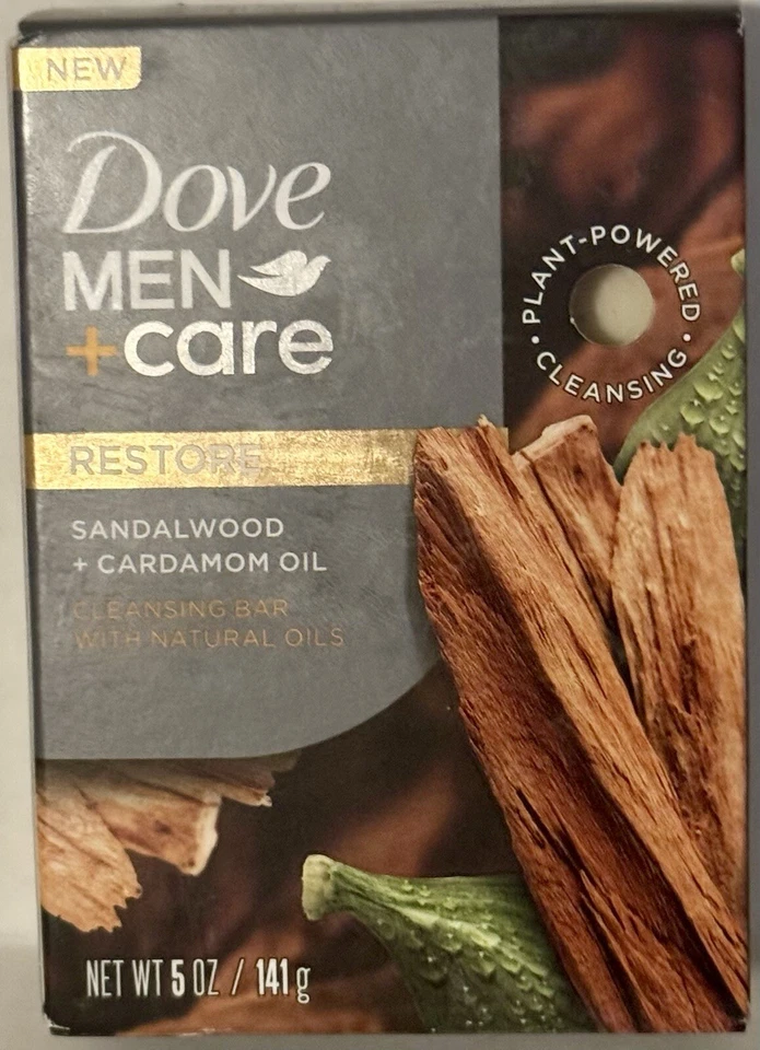 Jabón en barra limpiadora Dove Men Care Restore 5 oz - aceite de cardamomo de sándalo Foto 1 de 4
