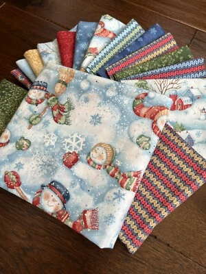 Benartex Snow Show Susan Winget 4 3/4 Yards Total Snowman Fabric, Fat Quarters - Image 1 of 4