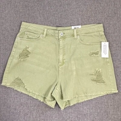 NEW! Inc International Denim Shorts High Rise Sage Wash Green Distressed $59.50 - Image 1 of 4