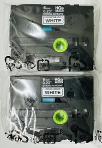 New Genuine Brother P-Touch HGe-S211 2PK Black on White Tape Bag - Picture 1 of 2