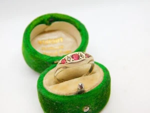 9ct Yellow Gold, Ruby & Seed Pearl Boat Ring Antique 1912 Chester Art Deco - Picture 1 of 4