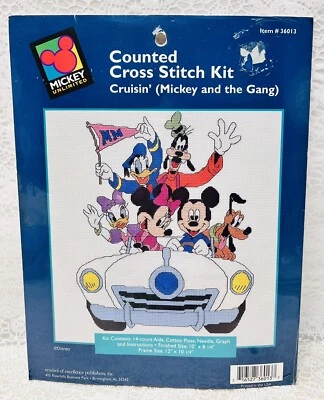 Mickey Unlimited Cruisin" (Mickey & Gang) Counted Cross Stitch Kit #36013 NEW - Image 1 of 2