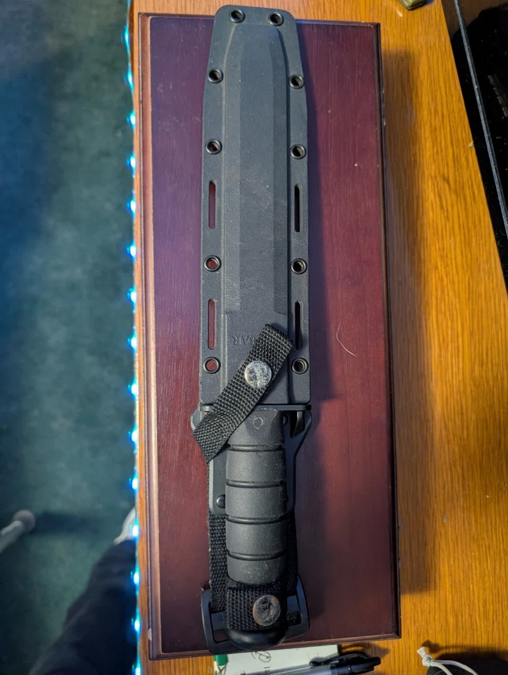 Ka-Bar 1245 Black Tanto Tactical Survival Combo Fixed Blade Knife w/ Sheath - Image 1 of 4