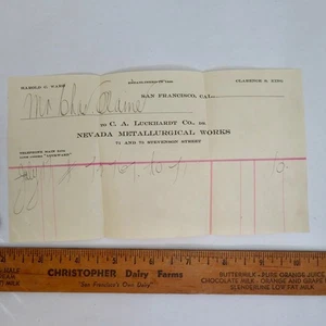 1905 C.A LUCKHARDT ASSAYERS METALLURGICAL WORKS SAN FRANCISCO RECEIPT - Picture 1 of 4