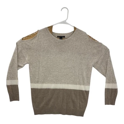 INC International Concepts Cold Shoulder Sweater Color Block XL - Image 1 of 4