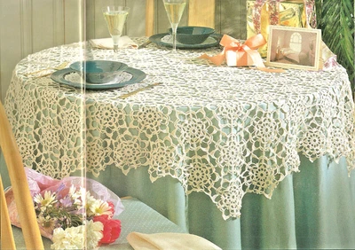 Champagne Hexagonal Motif Tablecloth CROCHET Pattern INSTRUCTION pages - Image 1 of 2
