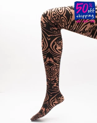 RRP€180 ETRO x WOLFORD Paisley Tattoo Tights Size S Black Circular Knitted - Imagem 1 de 4