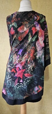 TED BAKER цветочный сдвиг платье размер 14 вечеринки свадьбы черный зеленый карандаш бабочка - Изображение 1 из 4