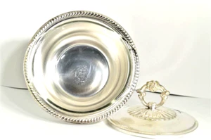 Plato de plata vintage redondo cubierto plato de servir transparente Pyrex inserto 1-1/2 cuarto - Imagen 1 de 6